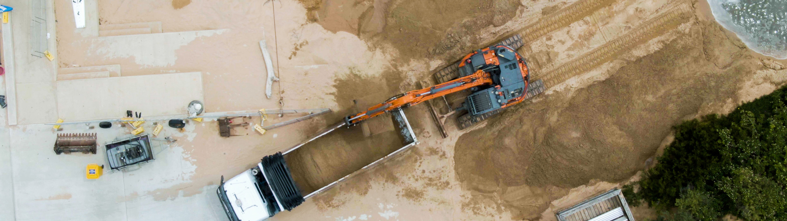 Aerial shot of machinery operating